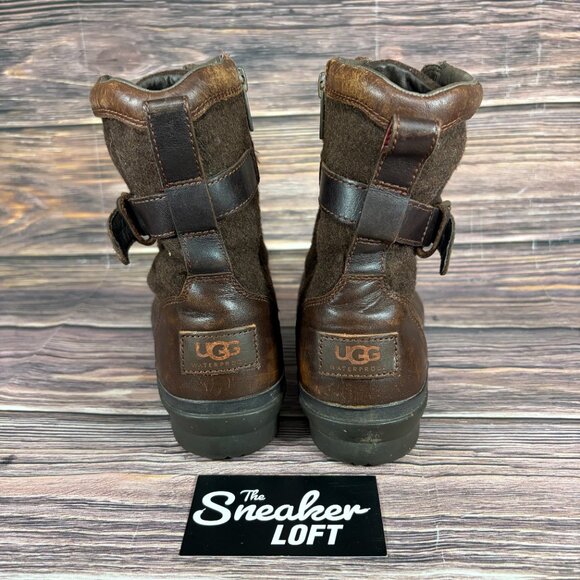 Ugg Women's Kesey Waterproof Brown Leather Lace Up Strap Boots Size 6.5 - Picture 4 of 8